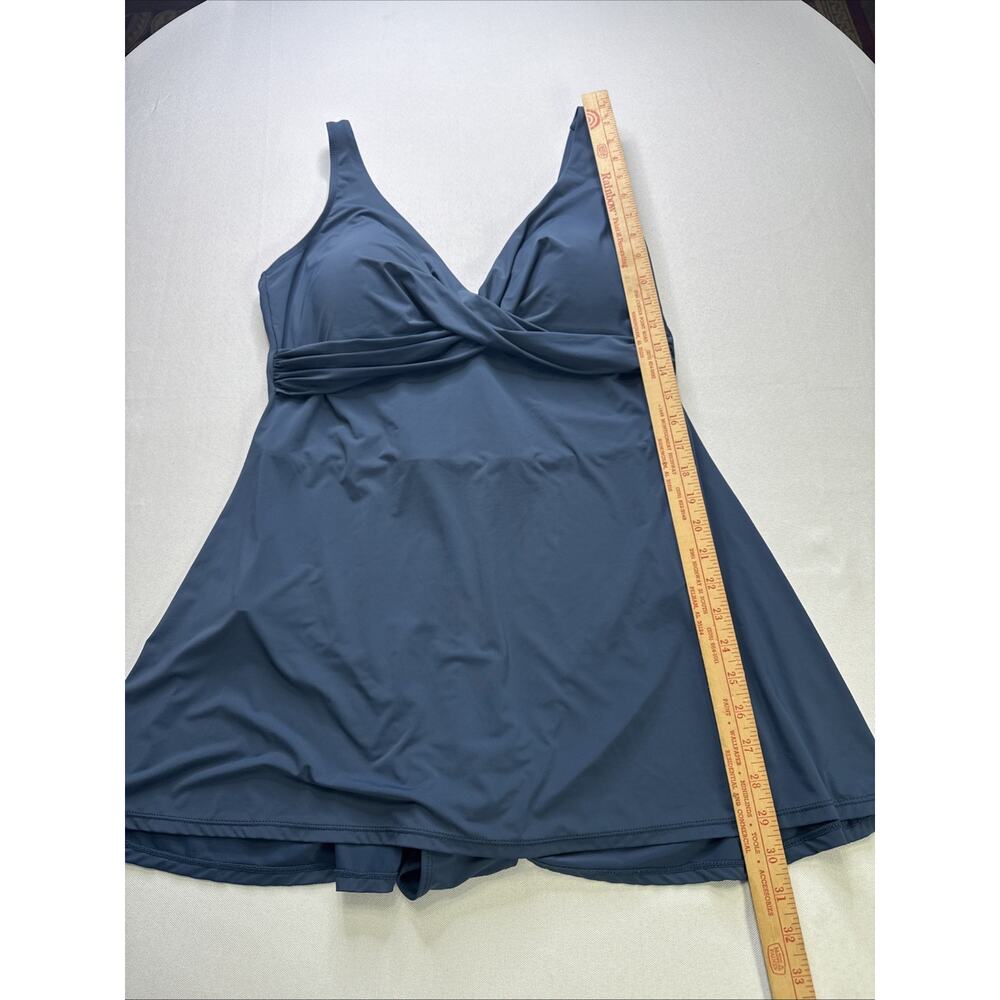 Nip Tuck Swim Curve Women’s 16 Blue Swimdress One Piece Swimsuit Ruched Wrap - Picture 3 of 8